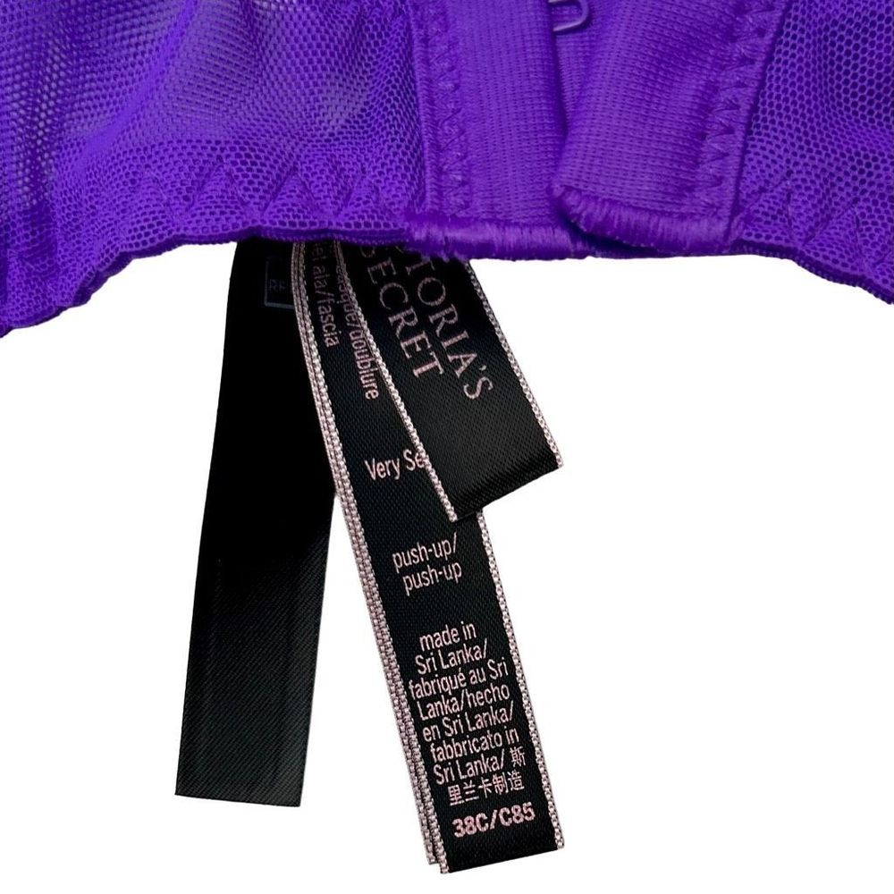 NWOT Victoria Secret 38C Bling Strap Purple Lace Push-Up Underwire Bra - Picture 10 of 11